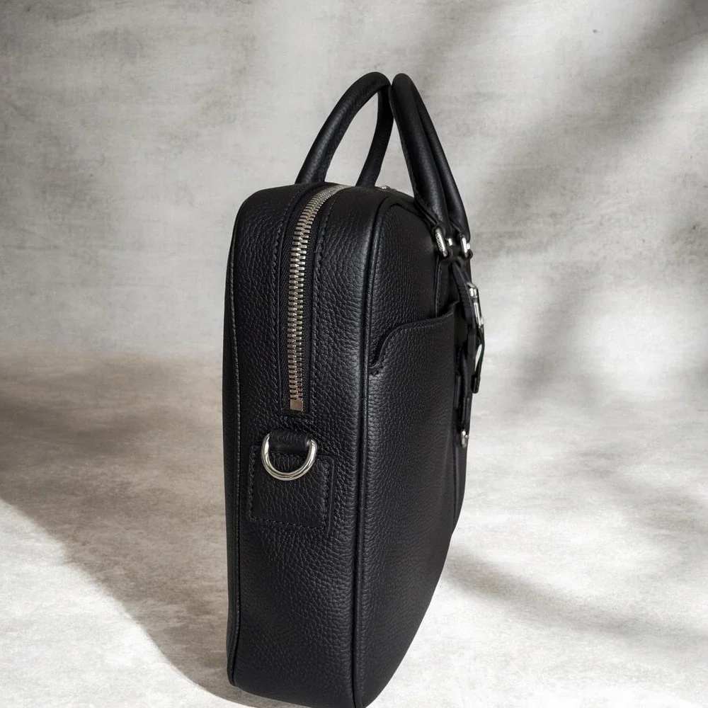 Gucci Men's 816767 Black Webbing-Trimmed Full-Grain Leather Briefcase, NWT